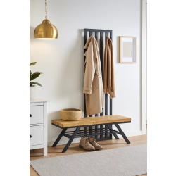 Ławka Metalowa Z Wieszakiem Loft Siedzisko Drewno Lite Dąb LM-92 Rozmiary od 50 cm do 200 cm